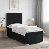 Cumpara ieftin Pat boxspring cu saltea Negru 100 x 200 cm Tesatura