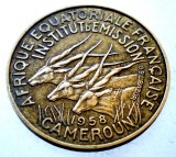 1.112 FRENCH EQUATORIAL AFRICA CAMERUN CAMEROUN 10 FRANCS FRANCI 1958, Bronz-Aluminiu
