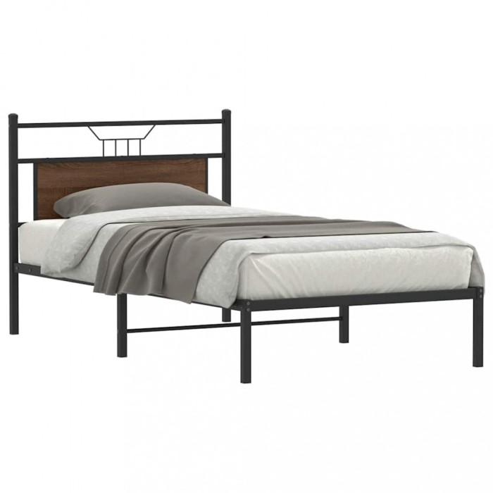 vidaXL Cadru pat fără saltea stejar maro 100x200 cm lemn prelucrat 4106836