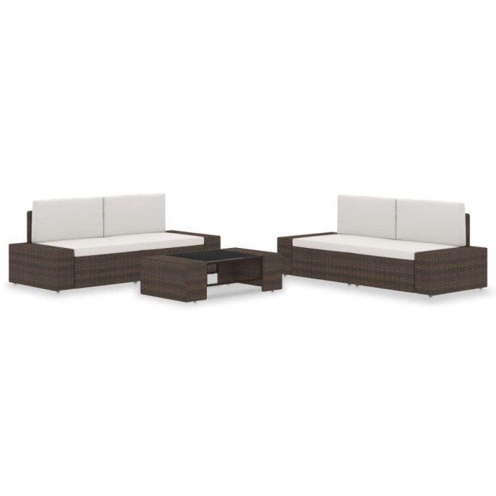 vidaXL Set mobilier de grădină, 5 piese, maro, poliratan