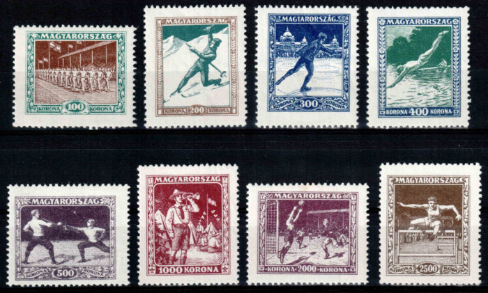 Ungaria 1925, Mi #403-410**, sport, MNH superbe, cota 75,- &euro;!