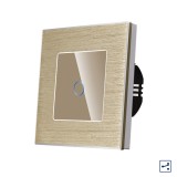 Intrerupator touch cap scara Luxion din sticla si aluminiu, auriu