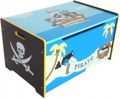 Ladita din lemn pentru depozitare jucarii Blue Pirate Treasure Chest foto