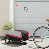 Remorca pentru biciclete, negru si rosu, 30 kg, fier GartenMobel Dekor, vidaXL