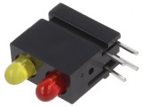 LED Carcasă Roşie/Galbenă 2,8mm 2 Diode 20mA 60&deg;