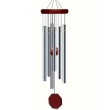 Clopotel de vant cu 6 tuburi sonore metalice pentru casa sau gradina, model Feng-Shui, argintiu