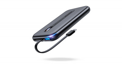 Joyroom Linglong power bank 10000mAh, 20W, Power Delivery, Quick Charge, USB / USB tip C / cablu USB tip C &amp;icirc;ncorporat, negru (JR-L001-negru) foto