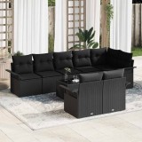 Cumpara ieftin Set de canapele pentru grădină cu pernă 9 pcs Negru Rattan poli