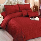 Cumpara ieftin Cuvertura Matlasata 5 Piese Samet Bordo, 220x240 cm (Catifea)