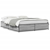 VidaXL Cadru de pat, gri sonoma, 140x200 cm, lemn prelucrat și metal