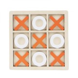 Jucarie montessori tic tac toe, flippy, educativa, interactiva, din lemn, x si o, 9 piese, 14.3x14.3 cm, portocaliu alb