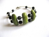 bratara howlite verde kaki si negru 26970