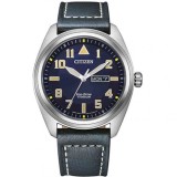Citizen Eco-Drive Titanium Ceas Solar pentru Bărbați cu Curea Neagră din Piele 42mm
