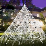 Set panza si 30 paianjeni pentru Halloween CatRain, matase/plastic, alb/negru, 7,5 x 5,5 m