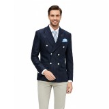 Sacou Barbati Bleumarin Double Breasted Lana 100% Elegant Fabricat Romania Slim Fit