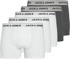 JACK JONES Jactrunks Boxeri pentru barbati, pachet de 5, Marimea XL, 3 albi si 2 gri - OUTLET