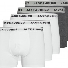 JACK JONES Jactrunks Boxeri pentru barbati, pachet de 5, Marimea XL, 3 albi si 2 gri - NOU