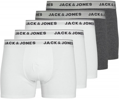 JACK JONES Jactrunks Boxeri pentru barbati, pachet de 5, Marimea XL, 3 albi si 2 gri - NOU foto