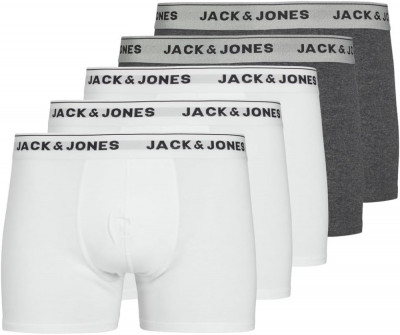 JACK JONES Jactrunks Boxeri pentru barbati, pachet de 5, Marimea XL, 3 albi si 2 gri - OUTLET foto
