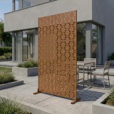 Paravan metalic Basciano maro din otel galvanizat, 180x90 cm