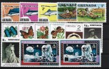 Lot Filatelic Grenada Pesti Pescuit Fluturi Cercetasi Spatiu Astronauti Michelangelo Nestampilate - A810