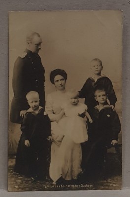 FAMILIA PRINTULUI MOSTENITOR VON SACHSEN , CARTE POSTALA ILUSTRATA , MONOCROMA , INCEPUTUL SEC. XX foto