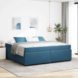 vidaXL Cadru de pat cu saltea Albastru &icirc;nchis 200 x 200 cm Catifea