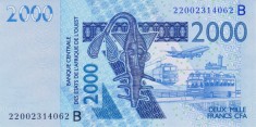 Bancnota Statele Africii de Vest 2.000 Franci 2022 - P216B UNC ( Benin - vezi descriere )