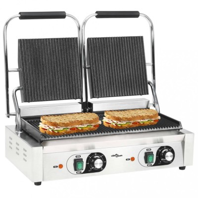 vidaXL Grill Panini dublu cu striații, 57x30,5x20 cm, 3600 W foto