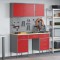 Set dulap lucru &amp; panou c&acirc;rlige, 8 piese, roșu, MDF &amp; metal
