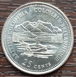 (M1422) MONEDA CANADA - 25 CENTS 1992, BRITISH COLUMBIA