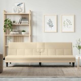 Cumpara ieftin Canapea extensibilă cu suporturi de pahare, crem, textil