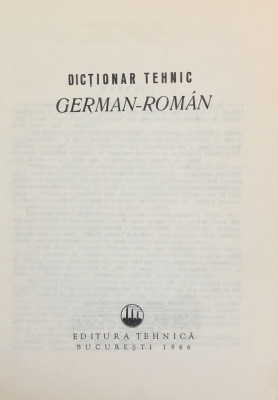 Dictionar tehnic german-roman, de Constantin Marin (1966) foto