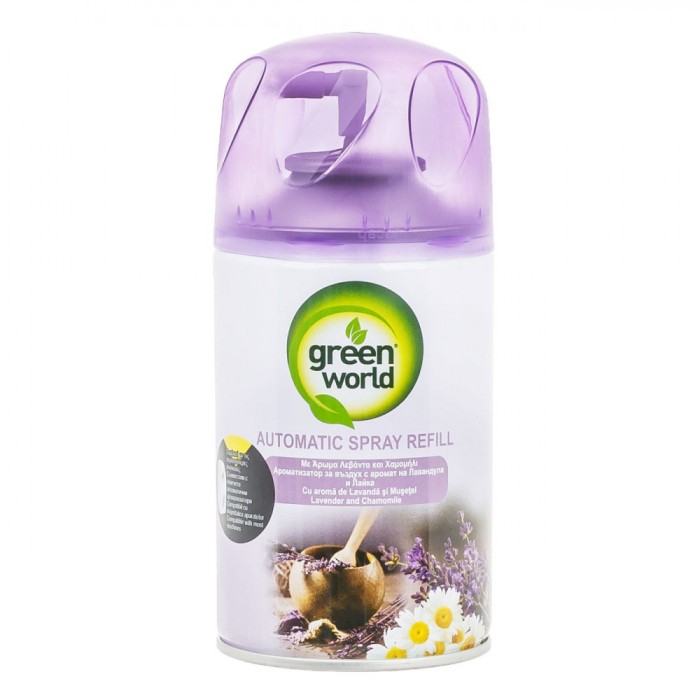 Rezervă Odorizant Cameră, Green World, Aromă Lavandă și Mușețel, Capacitate 250 ml