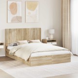 vidaXL Cadru de pat cu depozitare și tăblie Stejar Sonoma 160 x 200 cm 3414009