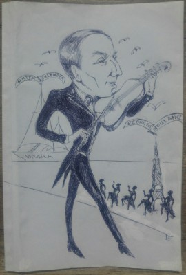 Gheorghe Bulencea (Georges Boulanger) cantand in port/Elena Fortu, pix pe hartie foto