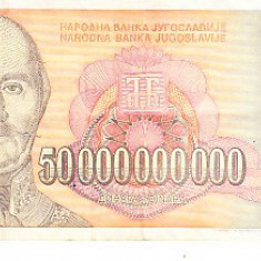 M1 - Bancnota foarte veche - Fosta Iugoslavia - 50000000000 dinarI - 1993