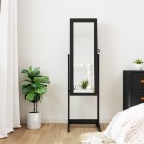 vidaXL Dulap autonom de bijuterii, cu oglindă și lumini LED, negru
