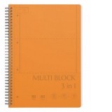 Caiet A4 cu spira, cu 3 subiecte, 90 file, 80g/mp, coperta PP, portocaliu