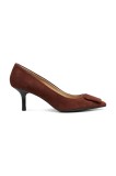 Geox botine din piele &icirc;ntoarsă D KLEOPY culoarea maro, pe toc jos, D56YBC 00021 C7011