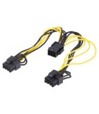 Cablu de alimentare PCI-E 6pin mama - PCI-E 8pin mama x2 0.15m, Akyga