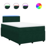 Cumpara ieftin Pat box spring cu saltea, verde inchis, 120x200 cm, catifea