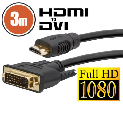 Cablu DVI-D / HDMI 3m cu conectoare placate cu aur Best CarHome foto