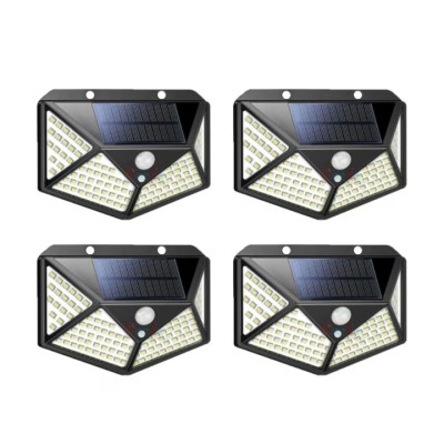 Set 4 lampi cu incarcare solara, senzor de miscare si lumina, stare de veghe, 3 moduri de iluminare, 100 LED-uri foto