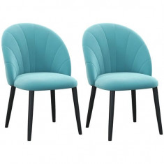 Set 2 scaune bucatarie/living, Telor, catifea, metal, verde albastrui si negru, 52x54x79 cm GartenVIP DiyLine