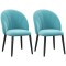 Set 2 scaune bucatarie/living, Telor, poliester, metal, verde albastrui si negru, 52x54x79 cm