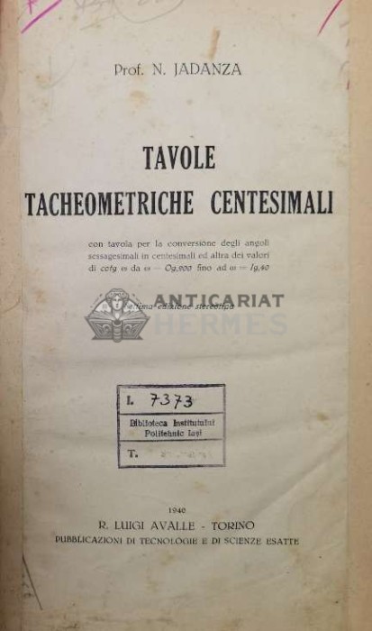 TAVOLE TACHEOMETRICHE CENTESIMALI ($T40)