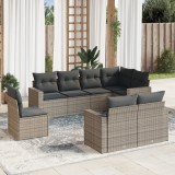 vidaXL Set canapele de grădină cu perne, 8 piese, gri, poliratan 3251577