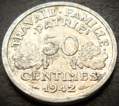 Moneda istorica 50 CENTIMES - FRANTA, anul 1942 * cod 4337 foto