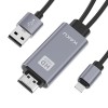 Adaptor HDMI KakuSiga, Compatibil cu Apple, USB, tip Lightning, 1 m, Gri